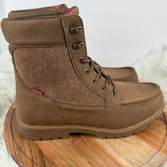 Levi\'s Arizona‎ Moc Neo Men\'s 13 Brown Lace Up Boots Plaid Lined NWB main image 13